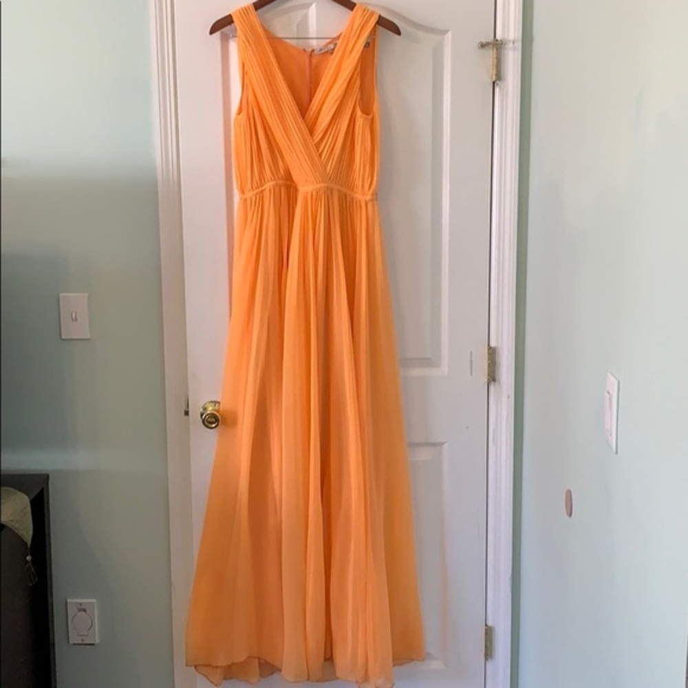 HALSTON HERITAGE Pleated Goddess Evening Gown